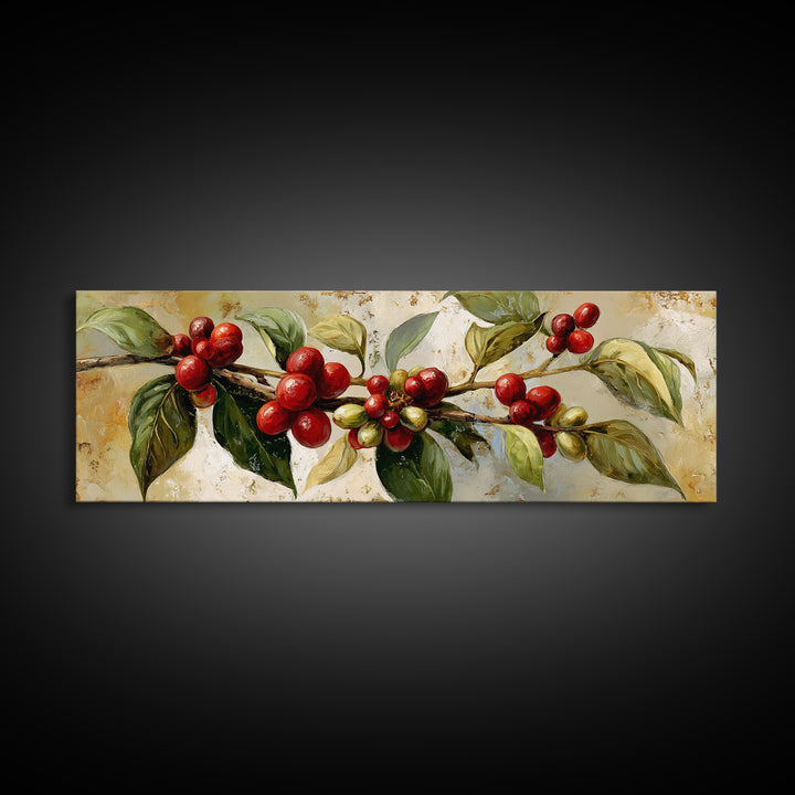 Botanical Coffee Plant Branch Canvas Print, Coffee Shop Art, Bedroom Wall Art, Cafe Decor, Fine Art, Cafe, Modern Decor, CSA-3x1-46