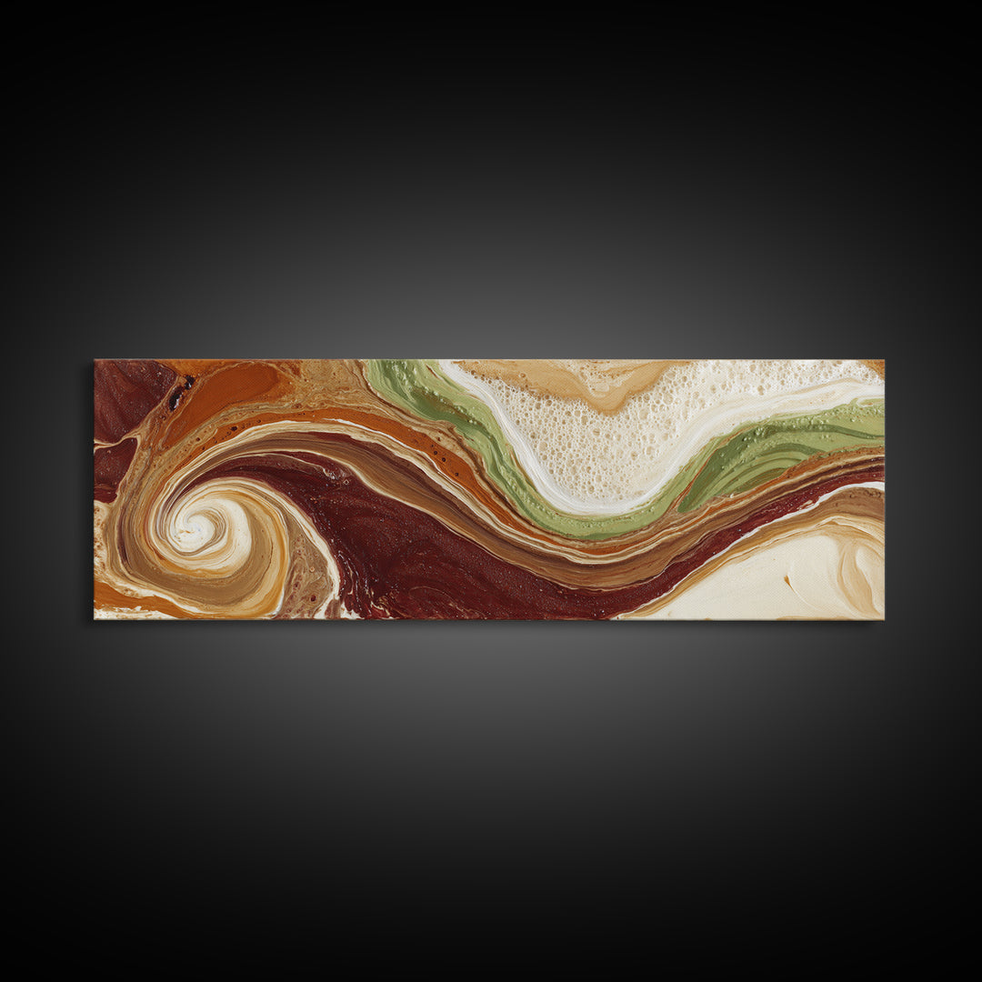 Abstract Brown and Cream Coffee Swirl Canvas Print, Coffee Shop Art, Minimalist Wall Art, Cafe Decor, Fine Art, Cafe, CSA-3x1-49