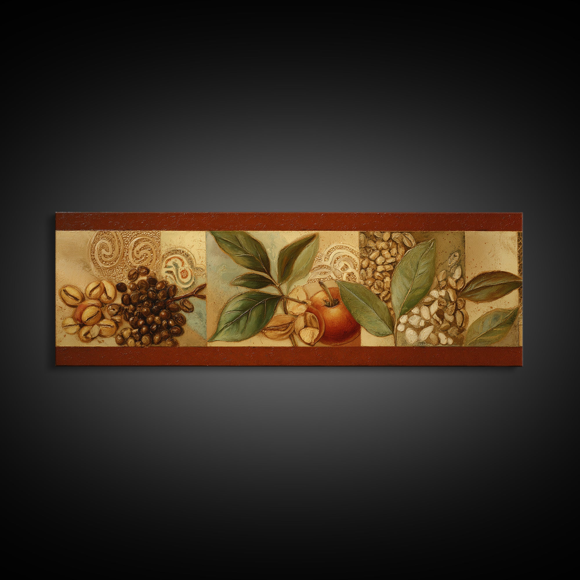 Coffee Bean Pattern Framed Canvas Print, Coffee Shop Art, Coffee, Cafe Decor, Cafe, Living Room Decor, Dark Academia Decor, CSA-3x1-55