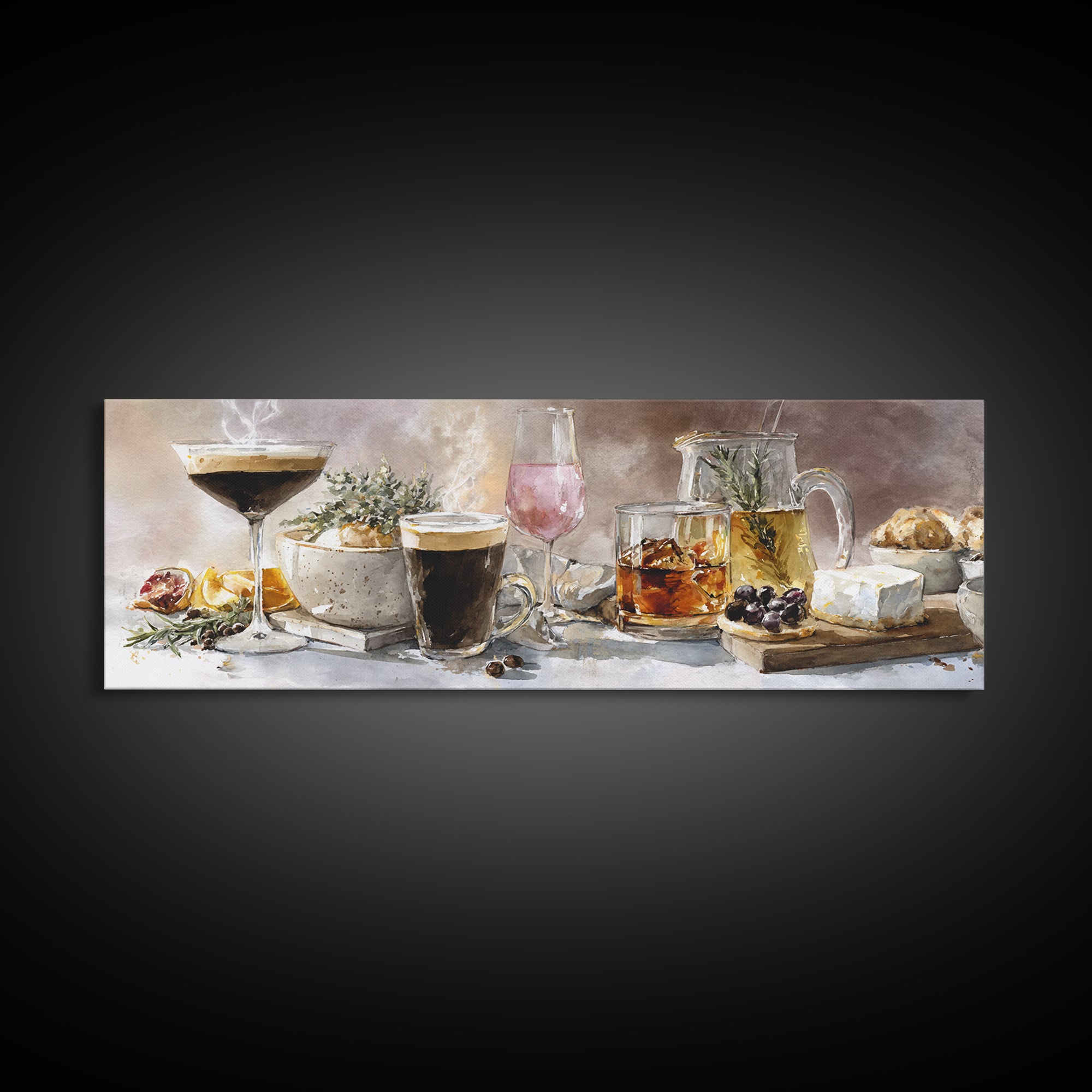 Espresso Martini Coffee Cocktail Still Life Framed Canvas Print, Coffee Shop Art, Food Art, Cafe Decor, Fine Art, Cafe, CSA-3x1-57
