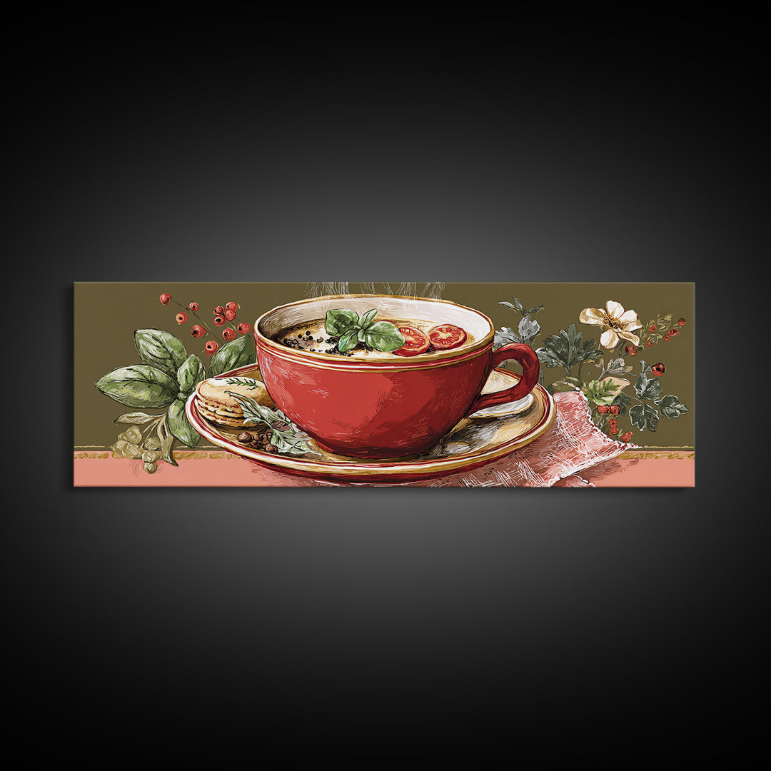 Retro Cafe Poster Coffee Cup Graphic Canvas Print, Coffee Shop Art, Farmhouse Decor, Cafe Decor, Fine Art, Cafe, Moody Wall Art, CSA-3x1-71