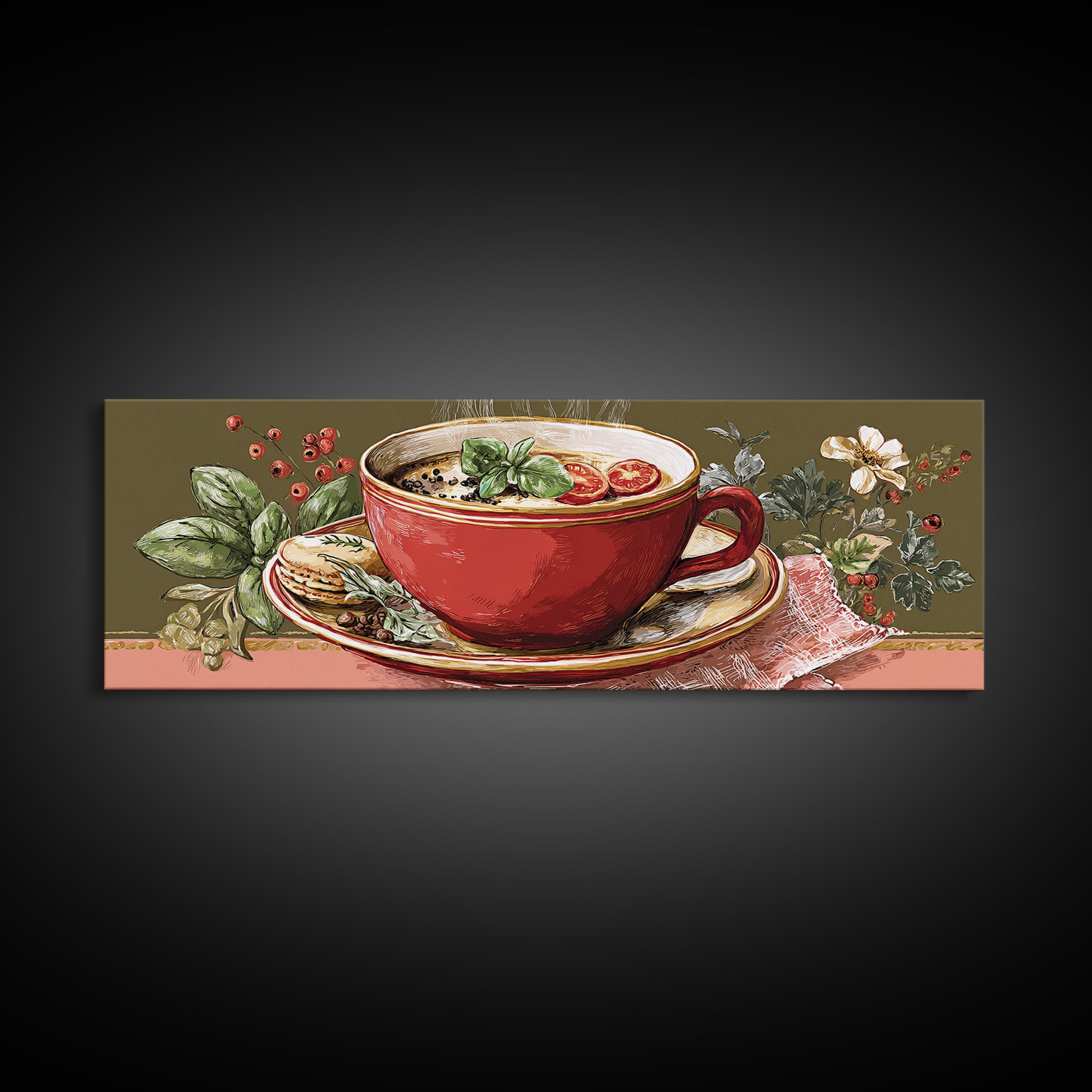 Retro Cafe Poster Coffee Cup Graphic Canvas Print, Coffee Shop Art, Farmhouse Decor, Cafe Decor, Fine Art, Cafe, Moody Wall Art, CSA-3x1-71