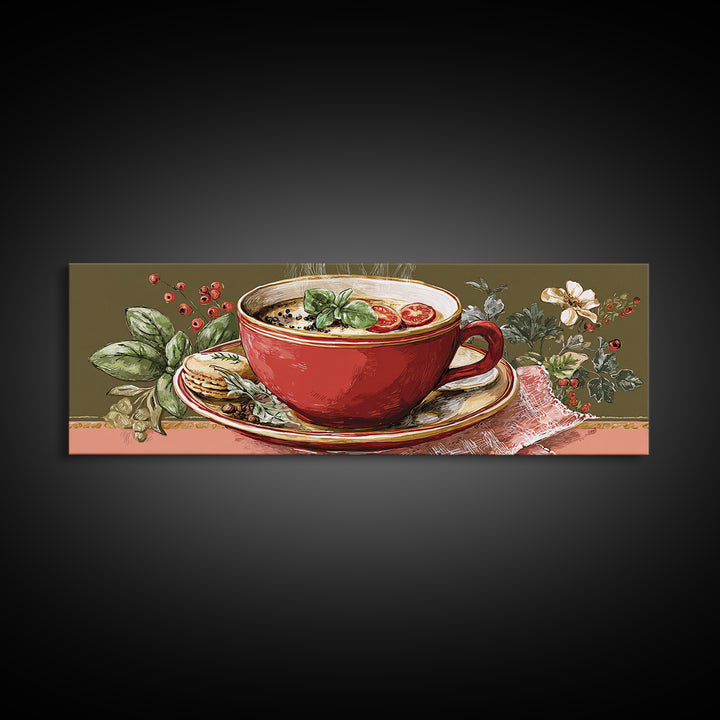 Retro Cafe Poster Coffee Cup Graphic Canvas Print, Coffee Shop Art, Farmhouse Decor, Cafe Decor, Fine Art, Cafe, Moody Wall Art, CSA-3x1-71