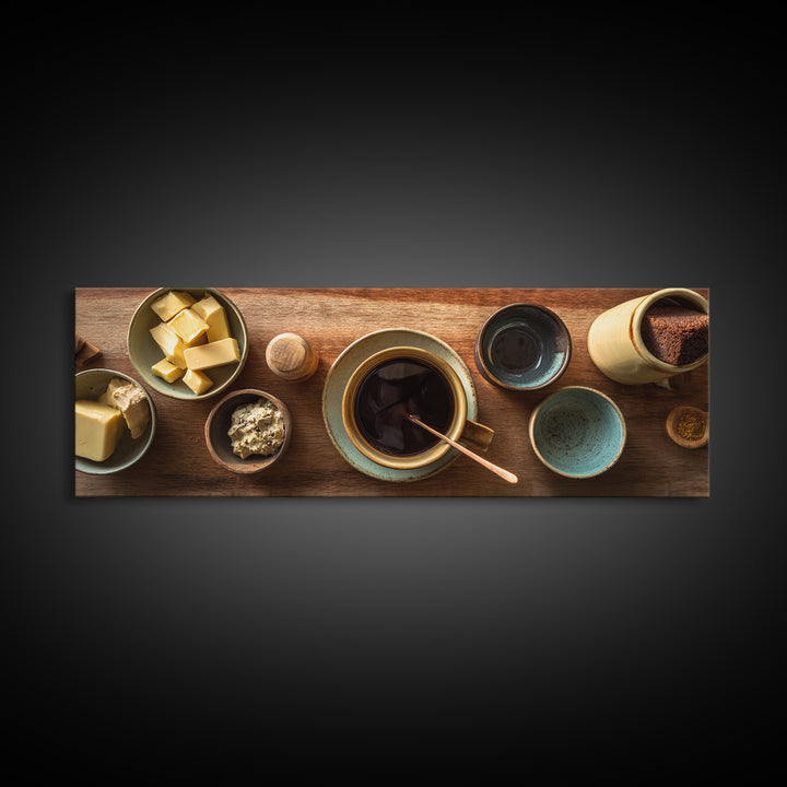 Moody Dark Roast Still Life Framed Canvas Print, Coffee Shop Art, Wall Decor, Cafe Decor, Fine Art, Cafe, Kitchen Gift, CSA-3x1-72