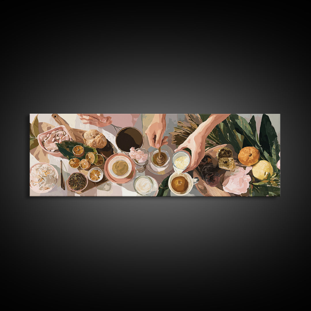 Barista Hands Pouring Milk into Espresso Canvas Print, Coffee Shop Art, Whimsical Art, Cafe Decor, Oil Painting, Cafe, CSA-3x1-85