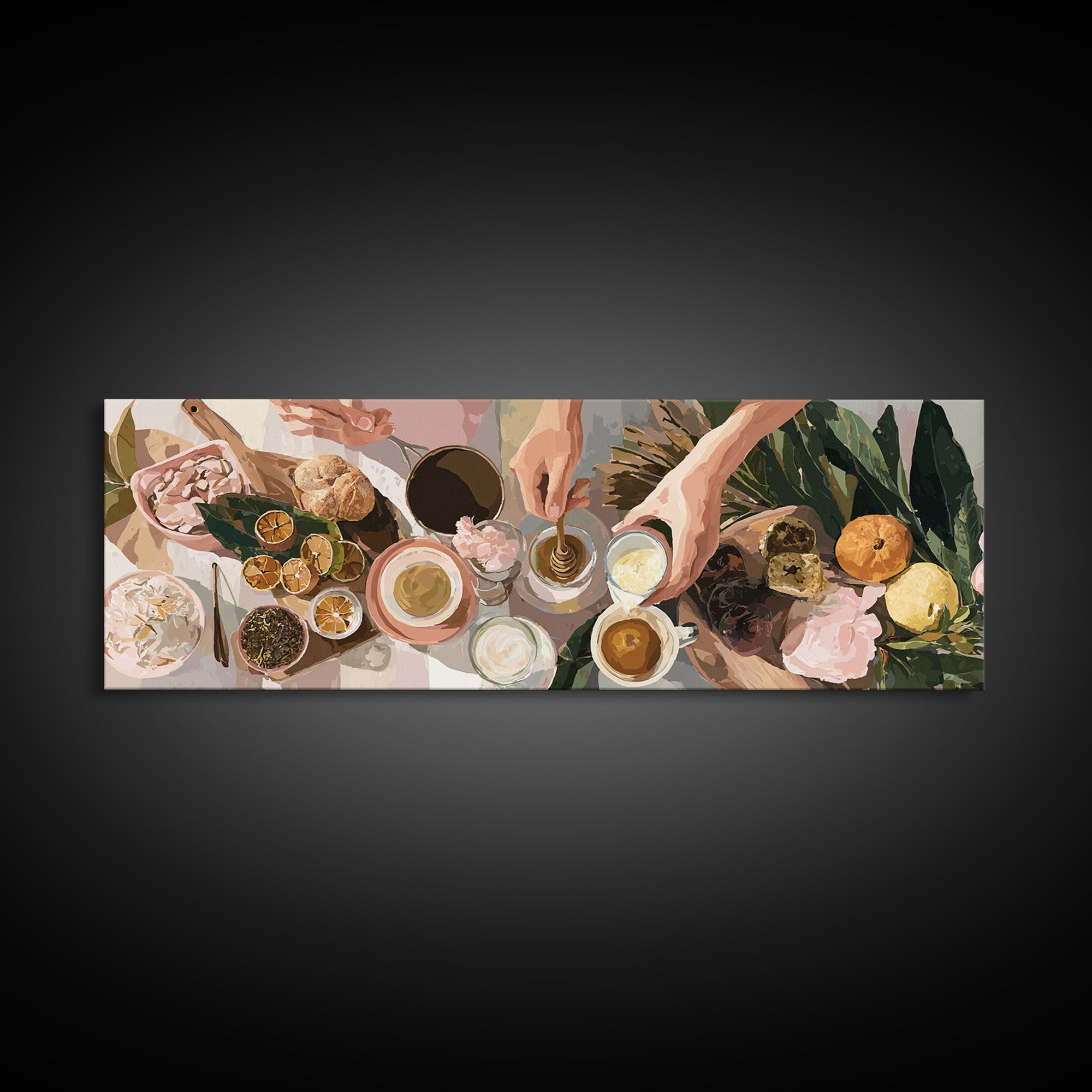 Barista Hands Pouring Milk into Espresso Canvas Print, Coffee Shop Art, Whimsical Art, Cafe Decor, Oil Painting, Cafe, CSA-3x1-85