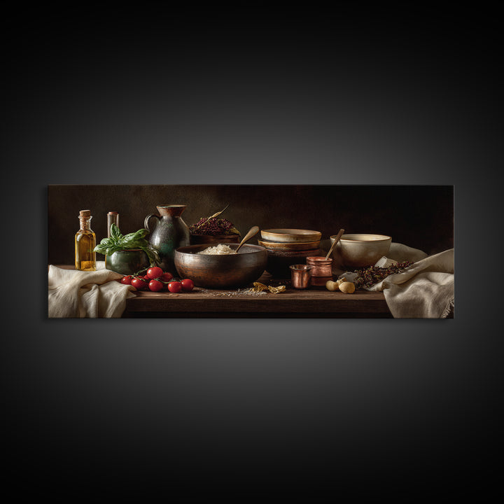 Moody Dark Roast Still Life Canvas Print, Coffee Shop Art, Textured Painting, Cafe Decor, Fine Art, Cafe, Kitchen Decor, CSA-3x1-96