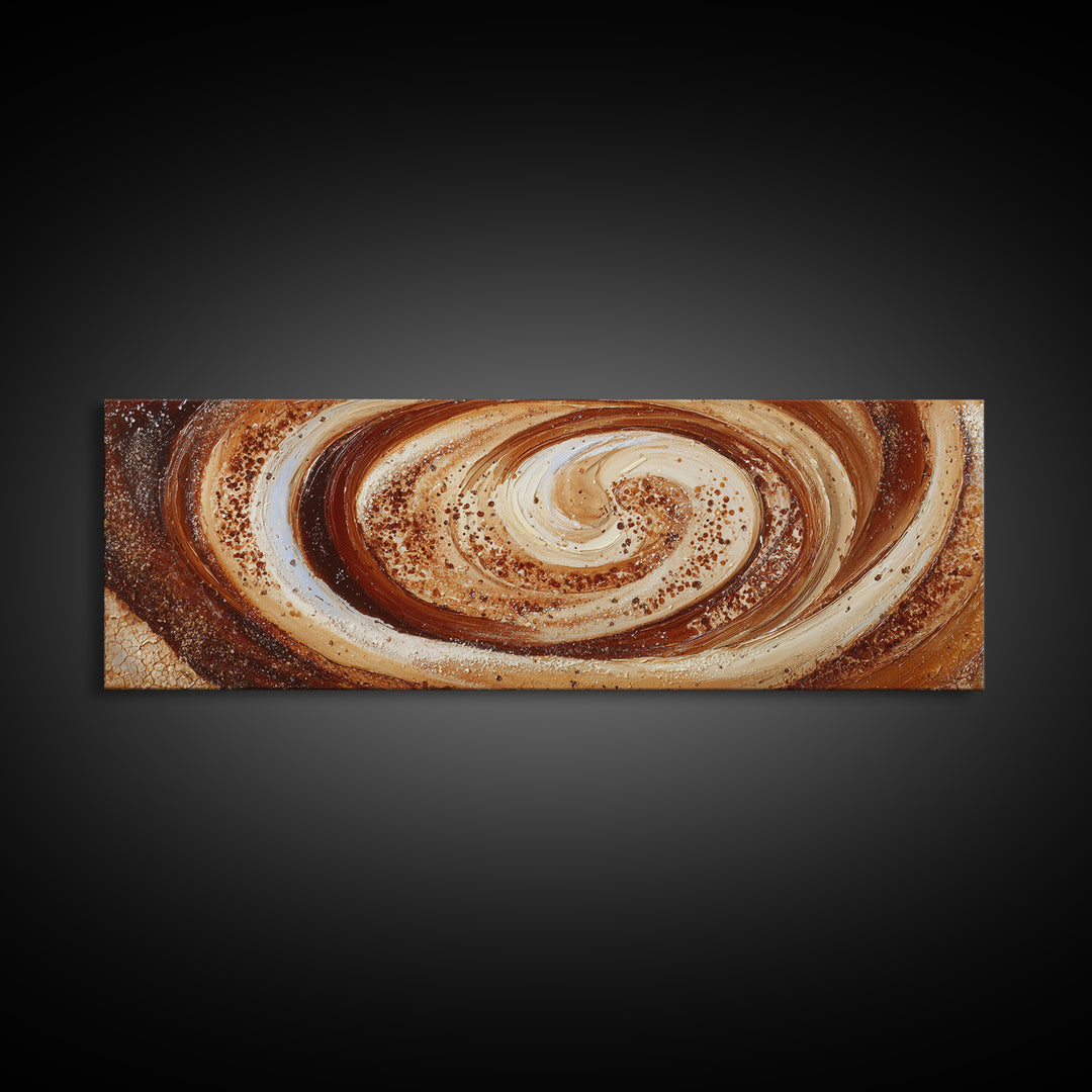 Abstract Brown and Cream Coffee Swirl Canvas Print, Coffee Shop Art, Luxury Decor, Cafe Decor, Abstract Art, Cafe, CSA-3x1-97