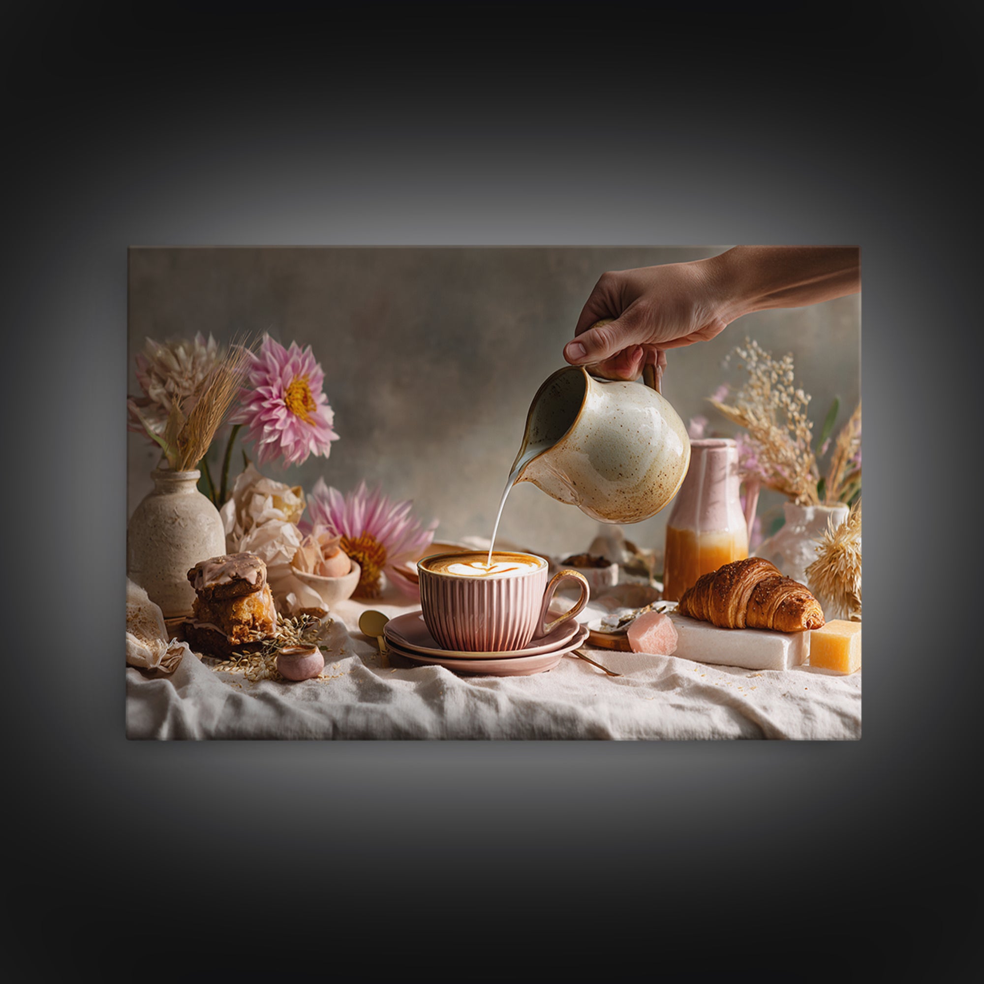 Barista Hands Pouring Milk into Espresso Canvas Print, Coffee Shop Art, Bedroom Wall Art, Cafe Decor, Fine Art, Cafe, CSA-3x2-1