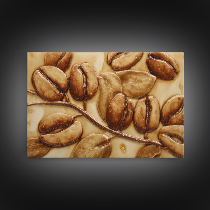 Coffee Bean Pattern Framed Canvas Print, Coffee Shop Art, Statement Artwork, Cafe Decor, Fine Art, Cafe, Art Print, Printable, CSA-3x2-19