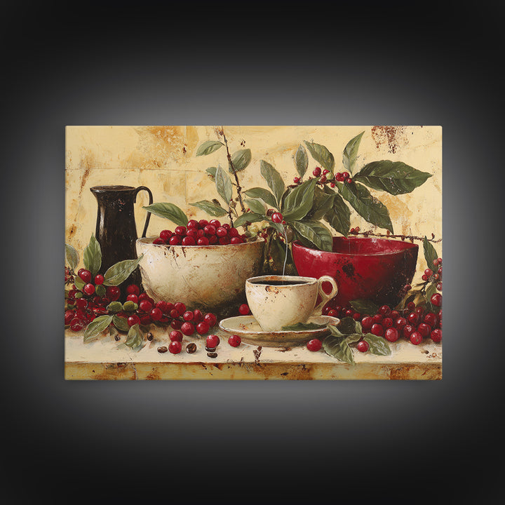 Coffee Farm Landscape Framed Canvas Print, Coffee Shop Art, Gallery Decor, Cafe Decor, Fine Art, Cafe, Wall Art, Home Decor, CSA-3x2-27