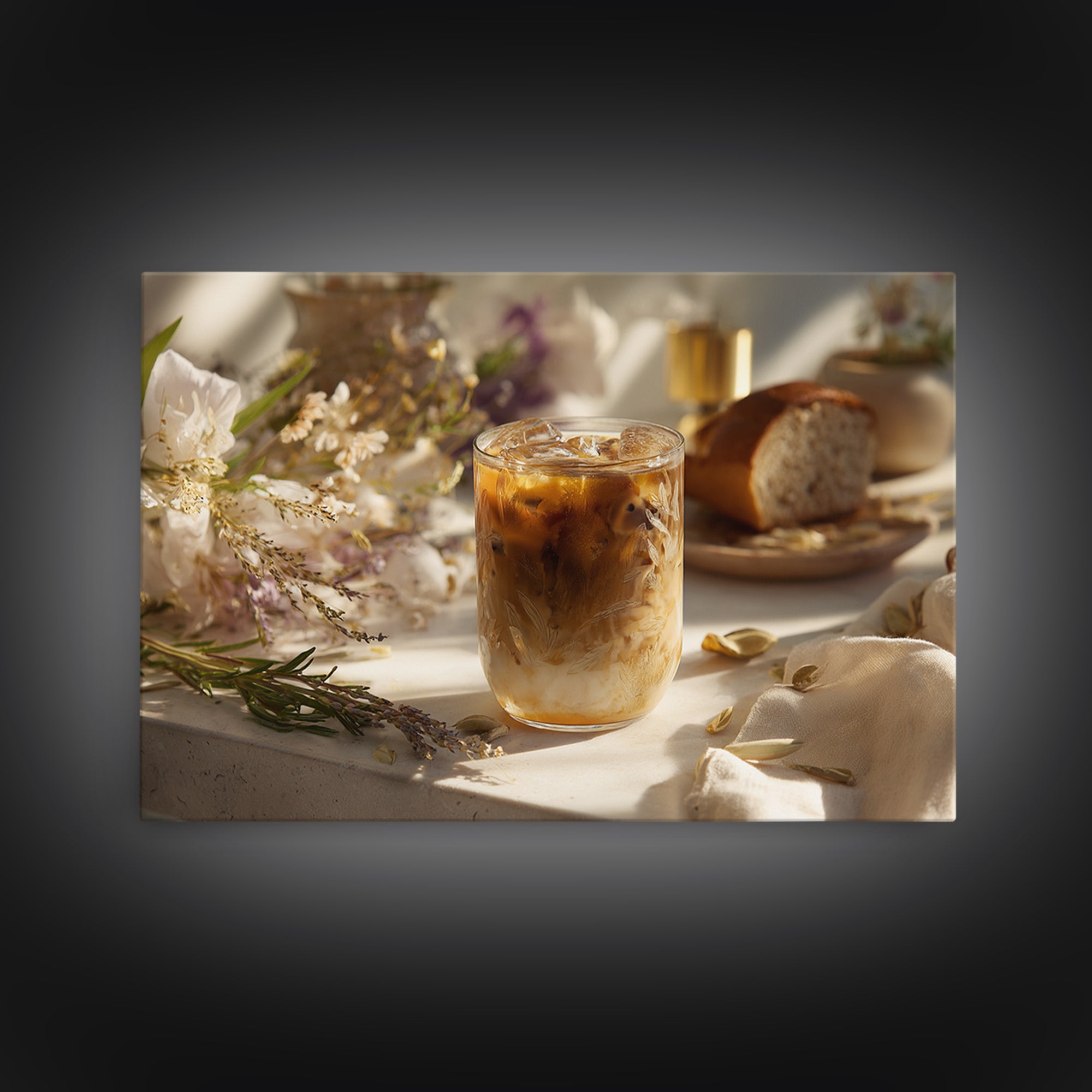 Iced Coffee Glass Framed Canvas Print, Coffee Shop Art, Contemporary Art, Cafe Decor, Cafe, Printable Art, Farmhouse Decor, CSA-3x2-39