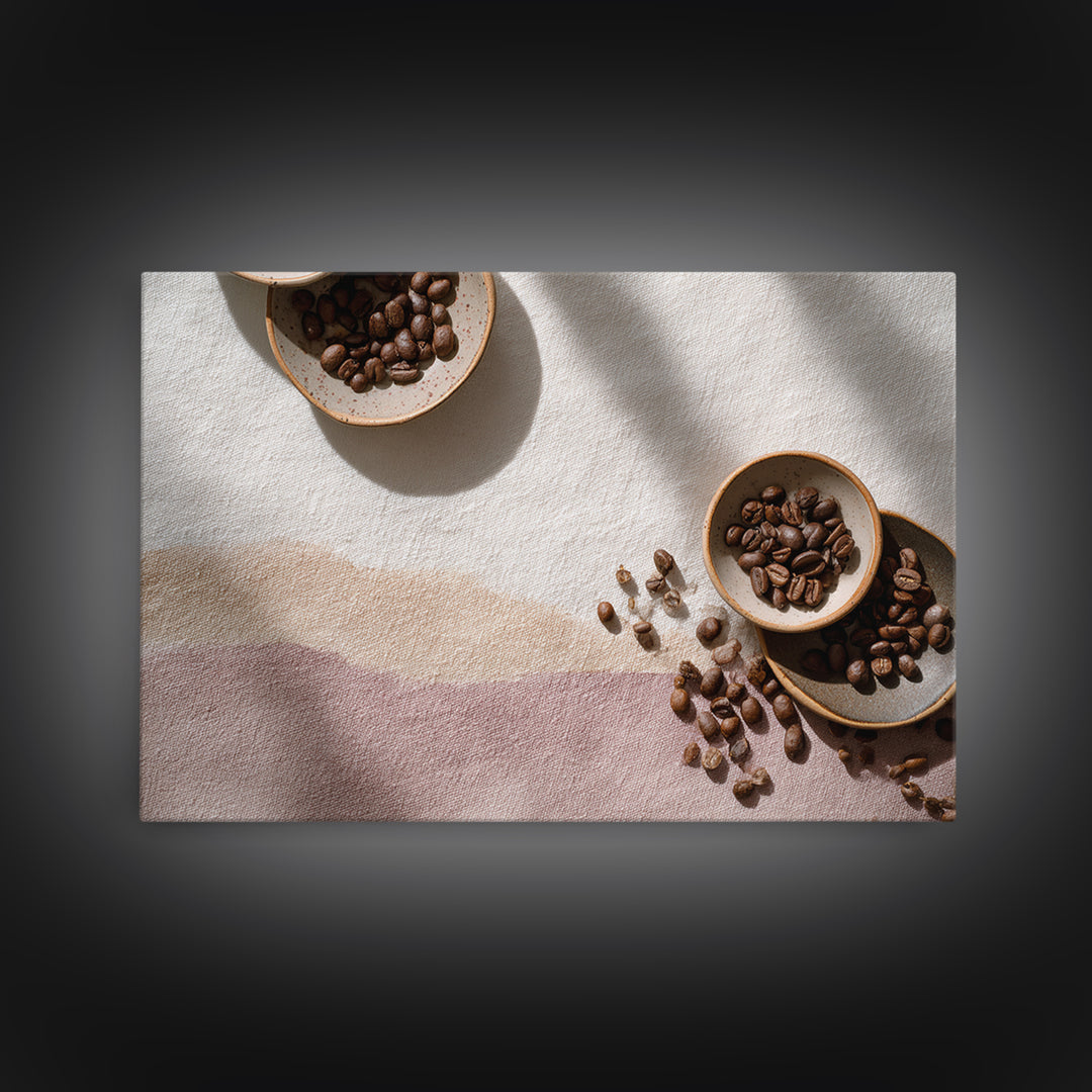 Roasted Beans Falling Through Dark Space Canvas Print, Coffee Shop Art, Gallery Decor, Cafe Decor, Fine Art, Cafe, Wall Art, CSA-3x2-48