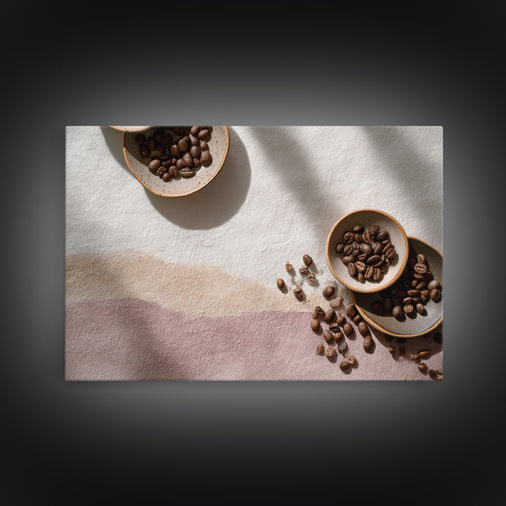 Roasted Beans Falling Through Dark Space Canvas Print, Coffee Shop Art, Gallery Decor, Cafe Decor, Fine Art, Cafe, Wall Art, CSA-3x2-48