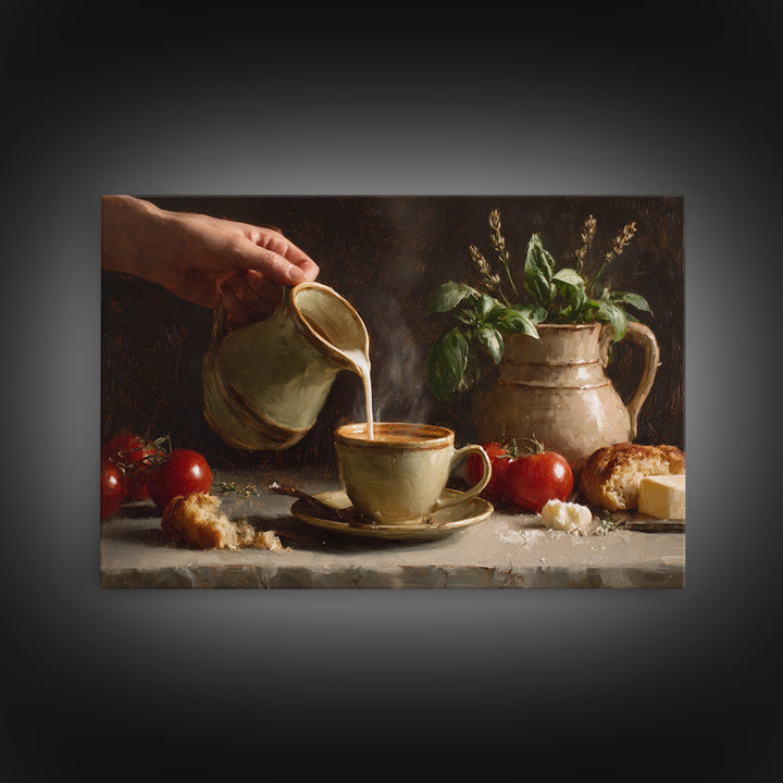 Barista Hands Pouring Milk into Espresso Canvas Print, Coffee Shop Art, Neutral Decor, Cafe Decor, Fine Art, Cafe, Home Decor, CSA-3x2-49