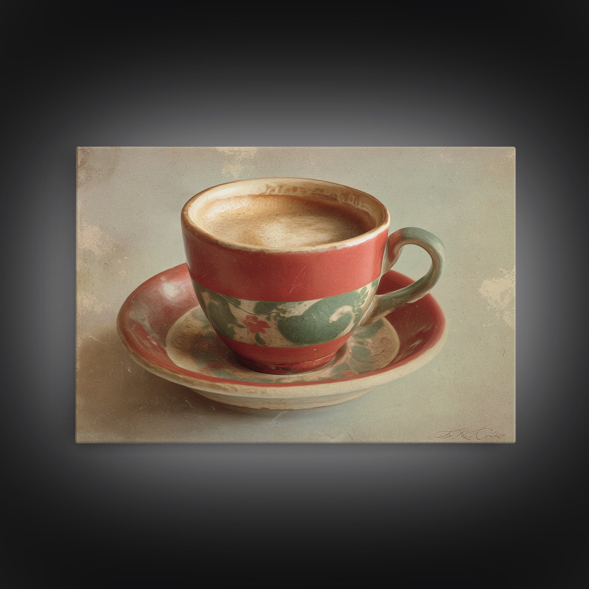 Retro Cafe Poster Coffee Cup Graphic Framed Canvas Print, Coffee Shop Art, Digital Wall Art, Cafe Decor, Fine Art, Cafe, CSA-3x2-59
