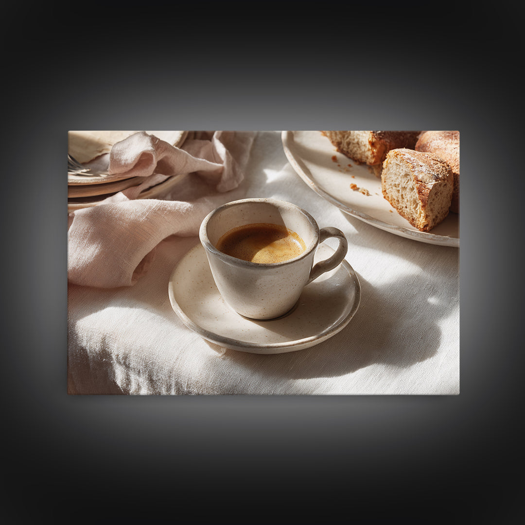 Minimal Line Art of a Cup and Framed Canvas Print, Coffee Shop Art, Bedroom Wall Art, Cafe Decor, Abstract Art, Cafe, CSA-3x2-70