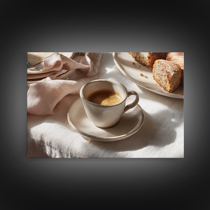 Minimal Line Art of a Cup and Framed Canvas Print, Coffee Shop Art, Bedroom Wall Art, Cafe Decor, Abstract Art, Cafe, CSA-3x2-70