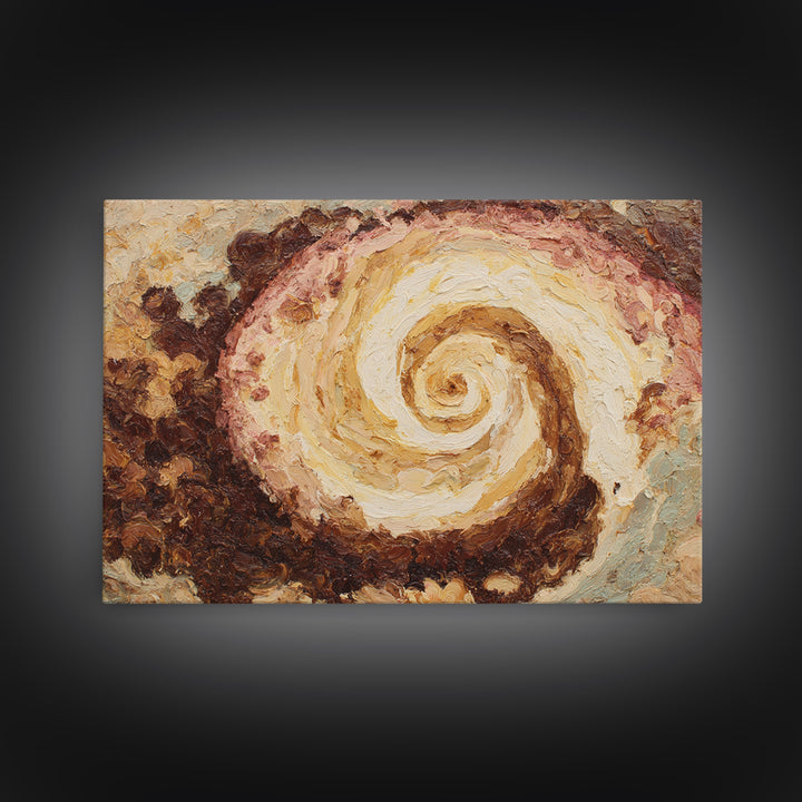 Abstract Brown and Cream Coffee Swirl Framed Canvas Print, Coffee Shop Art, Statement Artwork, Cafe Decor, Abstract Art, Cafe, CSA-3x2-85