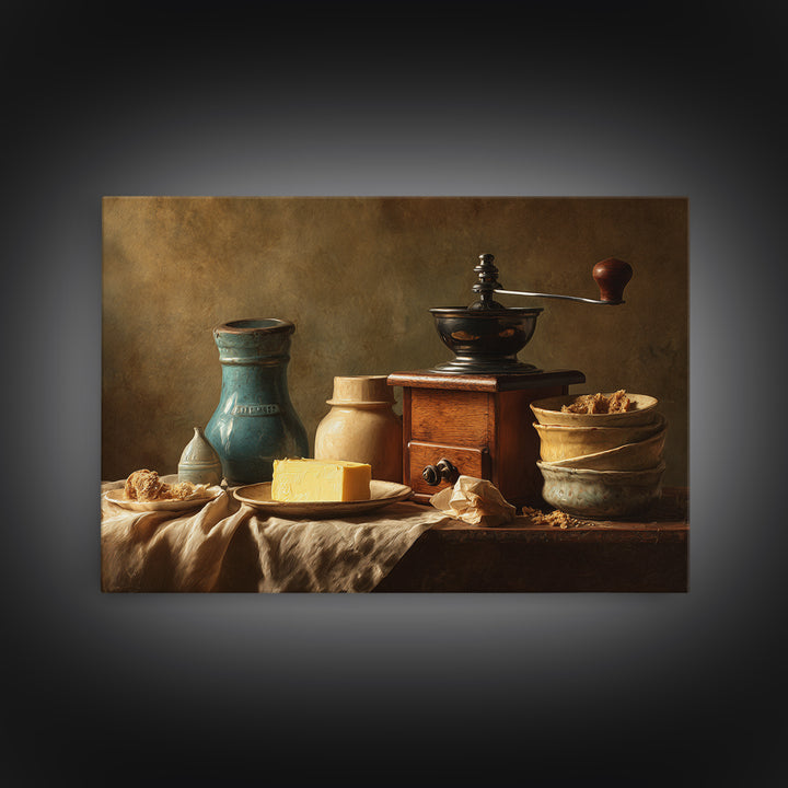 Coffee Grinder Antique Still Life Canvas Print, Coffee Shop Art, Coffee, Cafe Decor, Fine Art, Cafe, Living Room Decor, CSA-3x2-88
