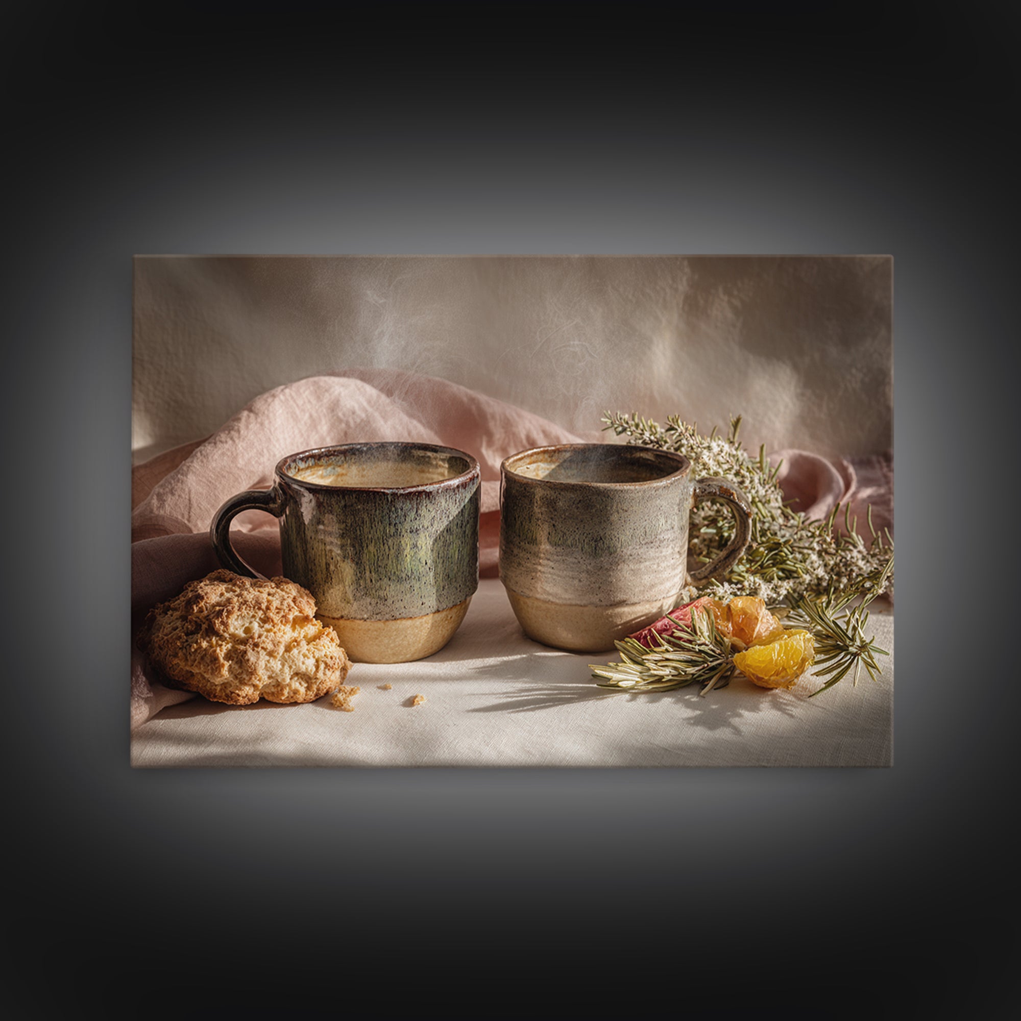 Two Cups Facing Each Other Canvas Print, Coffee Shop Art, Boho Decor, Cafe Decor, Oil Painting, Cafe, Printable, CSA-3x2-89