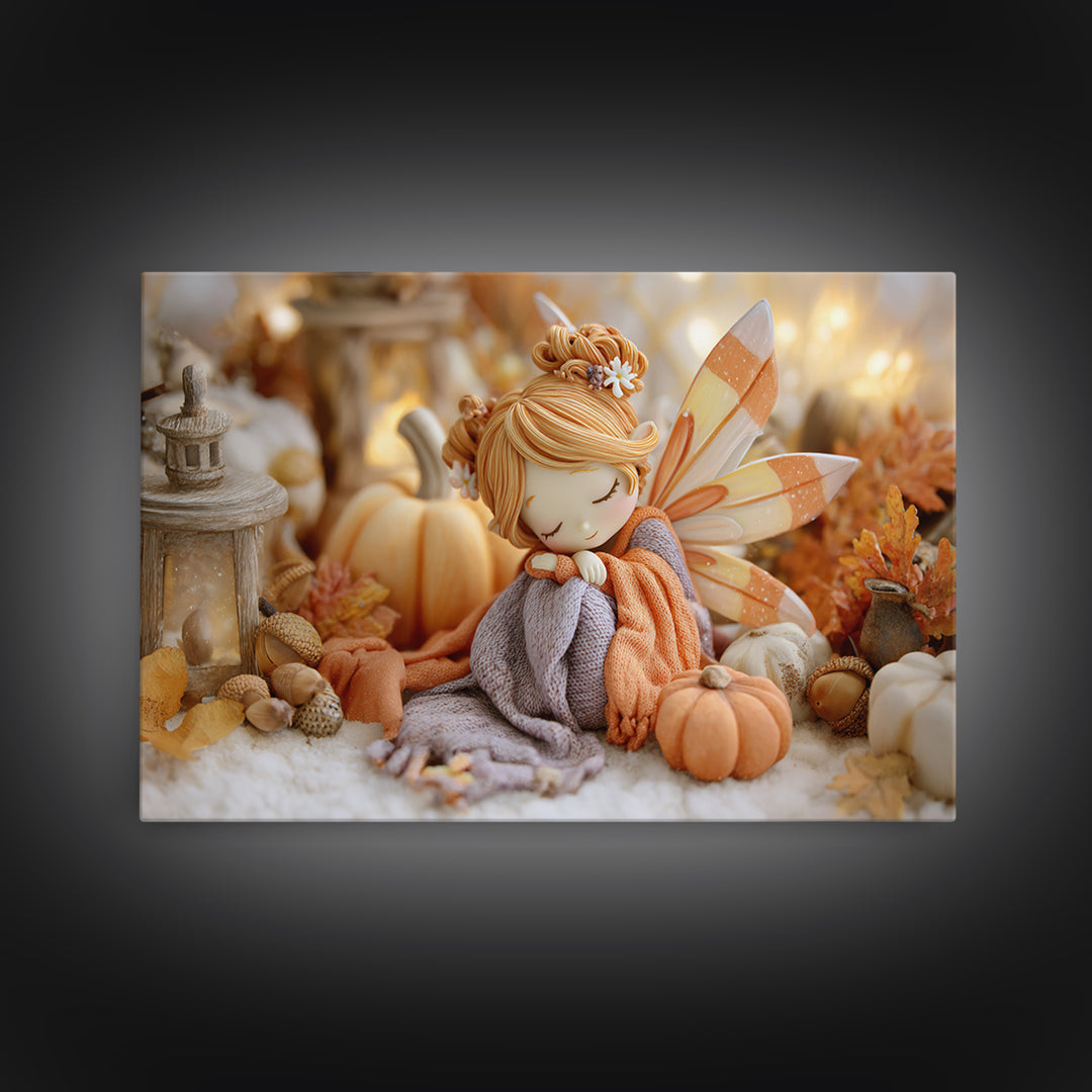 The Candy Corn Fairy, Cute Halloween Wall Art, Landscape Wall Art, Canvas Print, Halloween Kids Decor, Whimsical Wall Art, Horror Wall Art