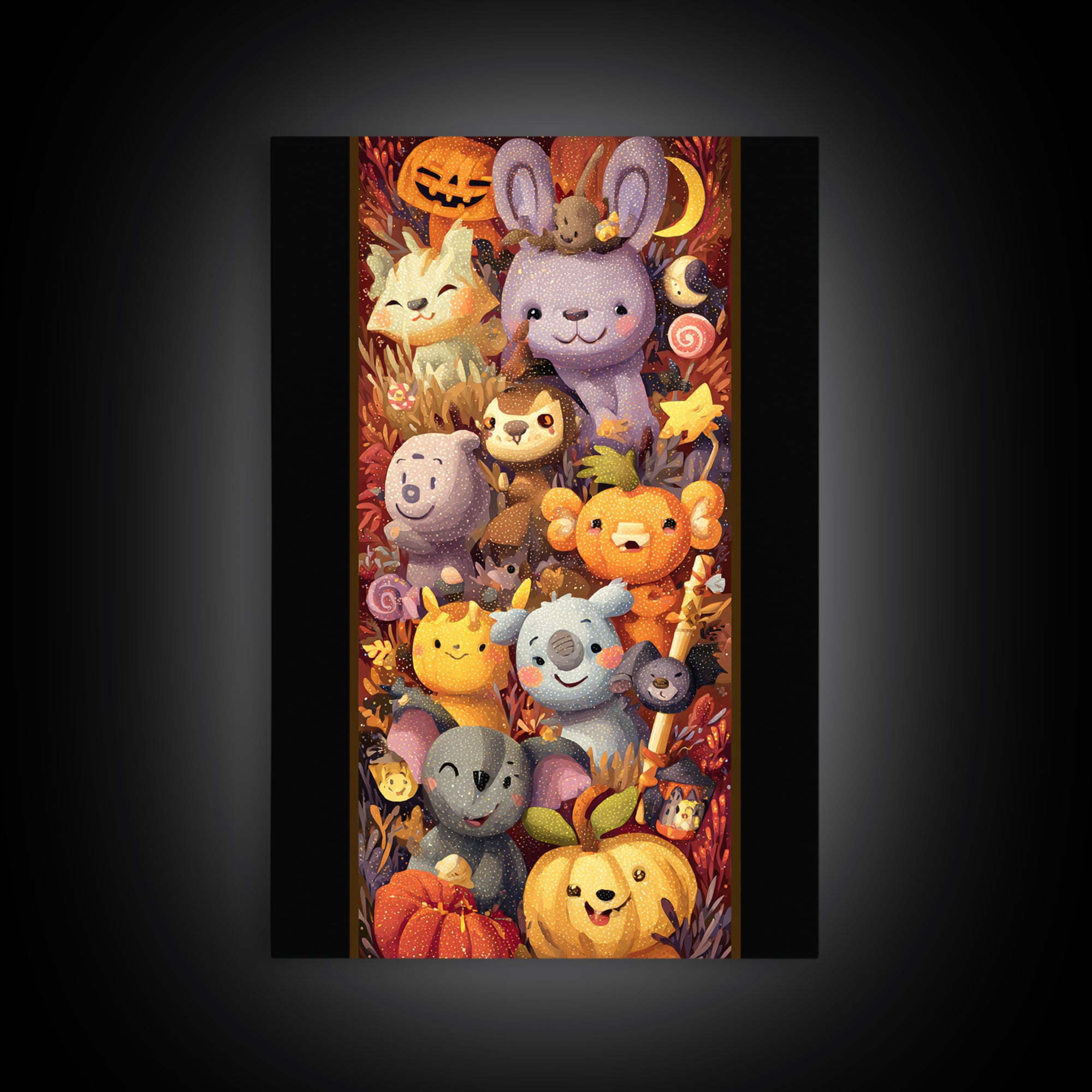 The Costume-Changing Wand, Plush Halloween Art, Vertical Wall Art, Canvas Print, Cute Halloween Wall Art