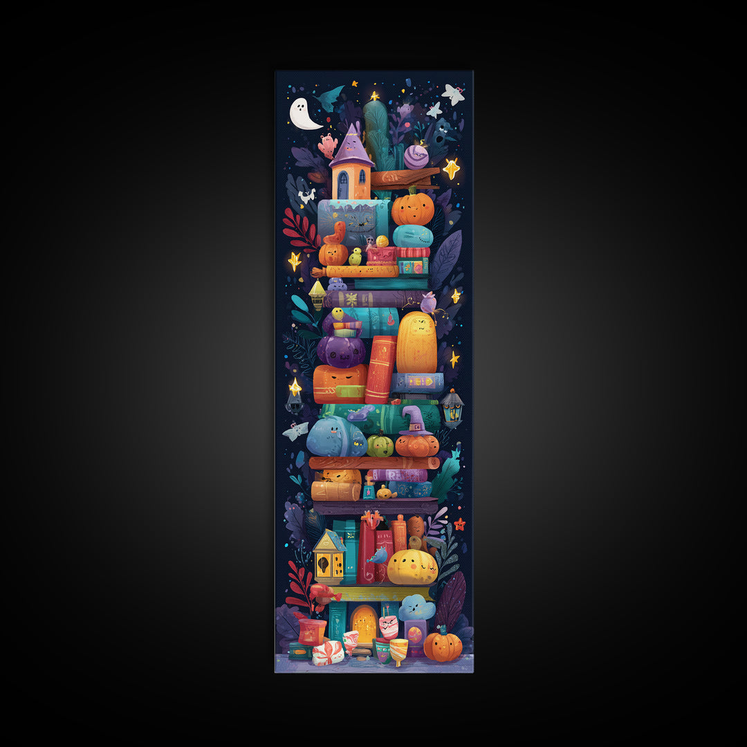 The Enchanted Costume Closet, Vector Halloween Art, Tall Narrow Wall Art, Framed Canvas Print, Cute Halloween Wall Art