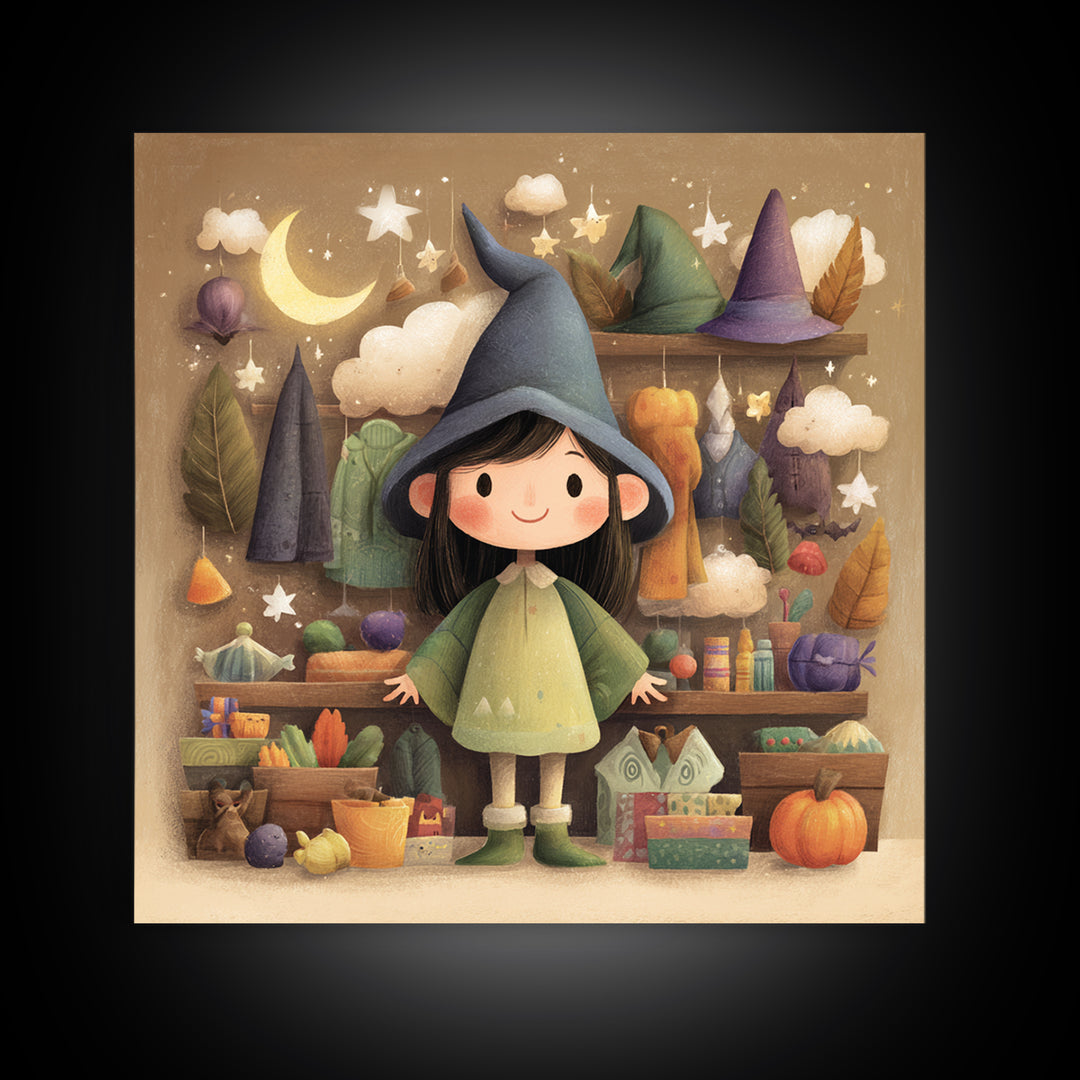 The Enchanted Costume Closet, Pastel Halloween Art, Square Wall Art, Canvas Print, Cute Halloween Wall Art