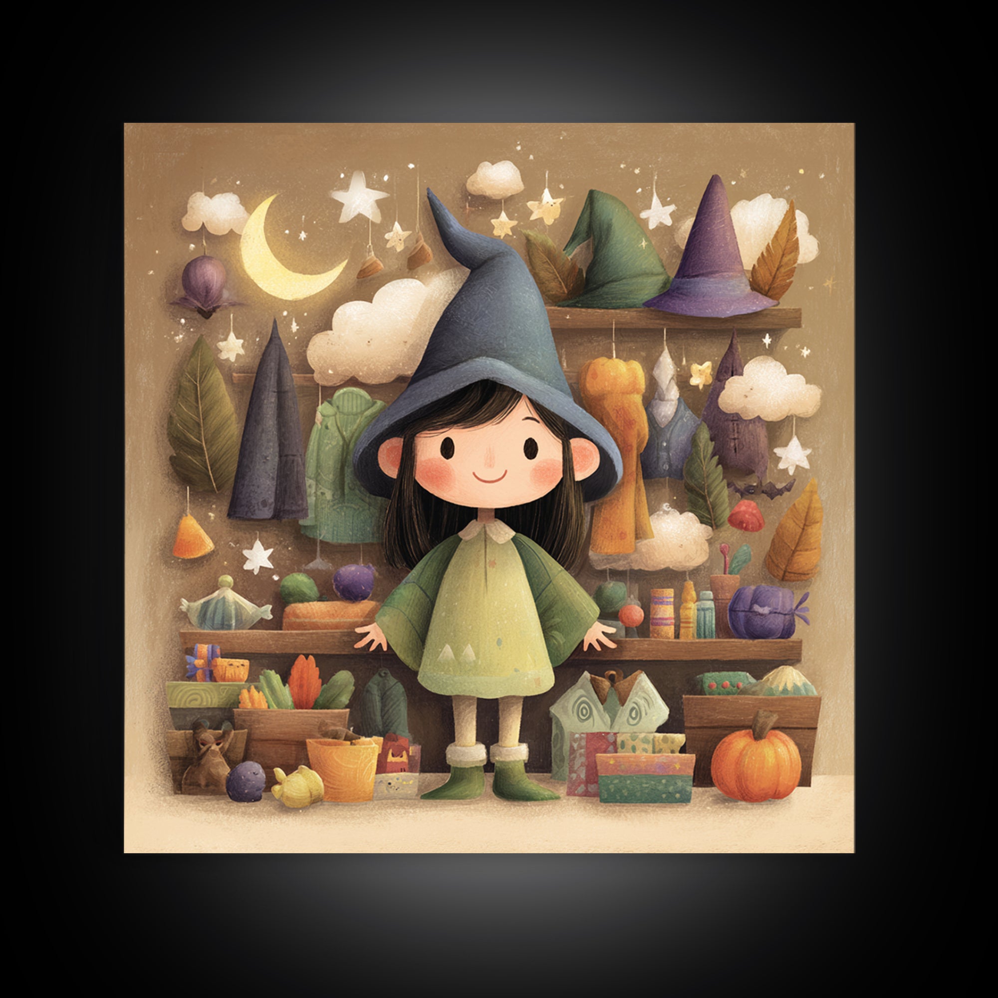 The Enchanted Costume Closet, Pastel Halloween Art, Square Wall Art, Canvas Print, Cute Halloween Wall Art