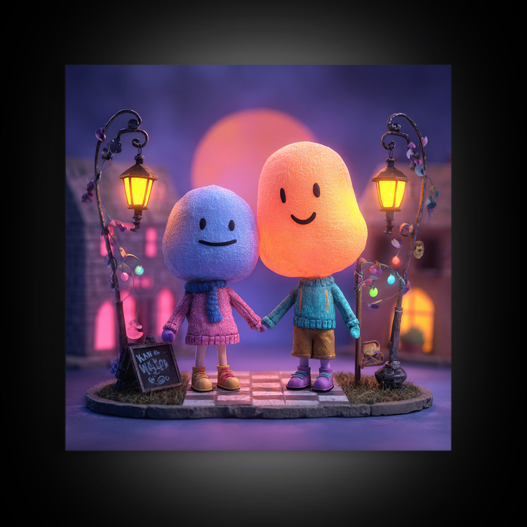 The Ghost Balloon Friend, 80s Halloween Wall Art, Square Wall Art, Canvas Print, Retro Halloween Decor, Neon Wall Art, Statement Wall Art