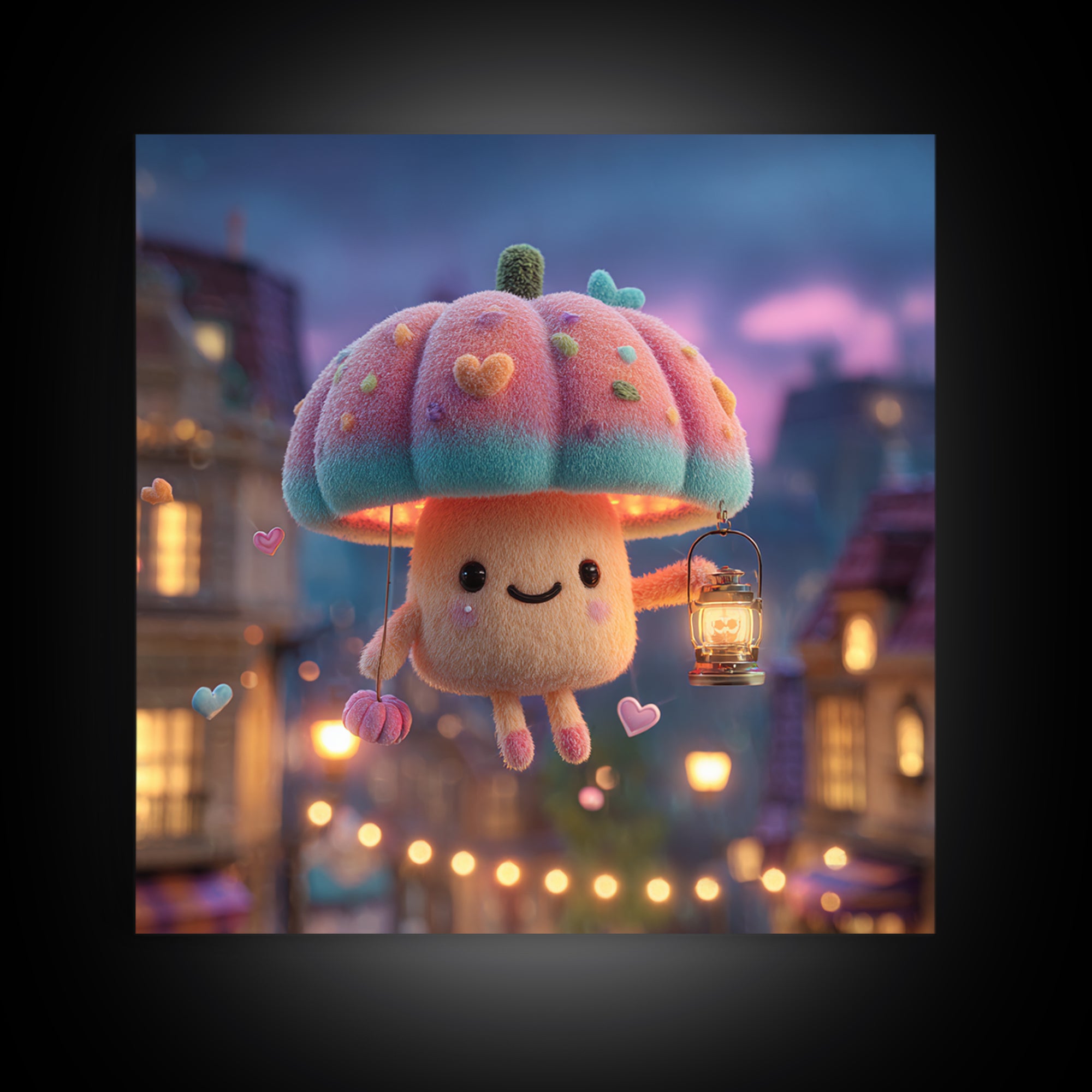 The Enchanted Umbrella Adventure, Synthwave Halloween Art, Square Wall Art, Canvas Print, Retro Halloween Decor, Neon Wall Art
