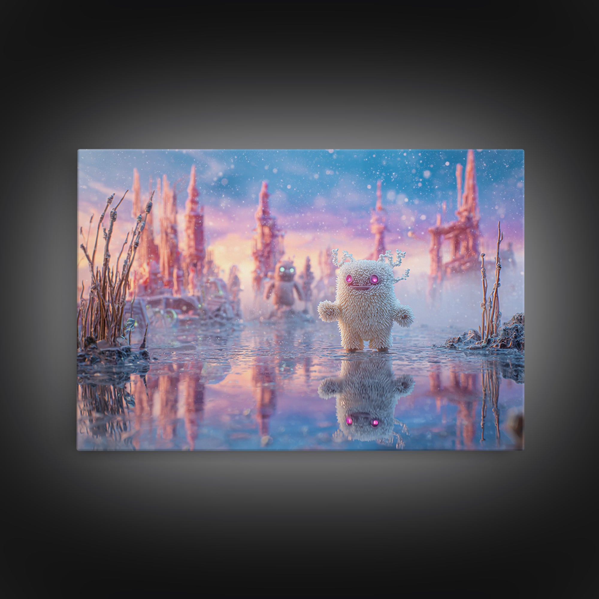The Frost Beyond Carcosa, Vaporwave Halloween Decor, Landscape Wall Art, Canvas Print, Retro Halloween Decor, Neon Wall Art, Horror Wall Art
