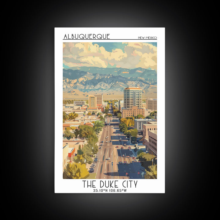 Albuquerque Travel Poster, Canvas Print, City Art Print, Travel Wall Art, Modern Wall Decor, Home Office Decor, Living Room Wall Art