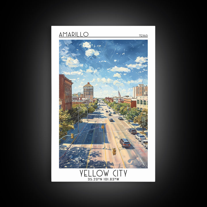 Amarillo Travel Poster, Framed Canvas Print, City Travel Poster, Travel Wall Art, Wall Art, Travel Prints, Home Decor, City Wall Art