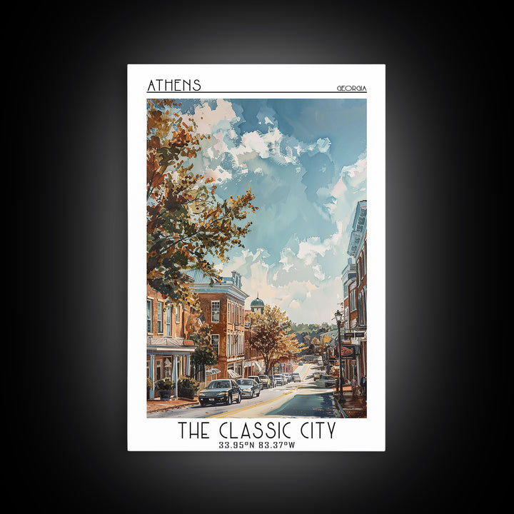 Athens Travel Poster, Framed Canvas Print, Travel Prints, Landscape Art, Mid Century Wall Art, Travel Wall Art, Vintage Travel Print