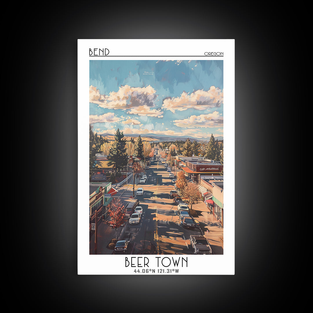 Bend Travel Poster, Canvas Print, Retro Wall Art, Travel Print, Fine Art Print, Vintage Travel, Travel Art Print, Vintage Travel Art