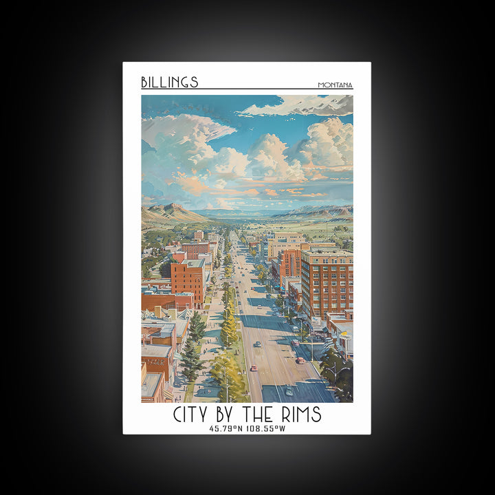 Billings Travel Poster, Framed Canvas Print, Travel Prints, Landscape Art, Wall Art, Travel Print, Minimalist Poster, Vintage Travel