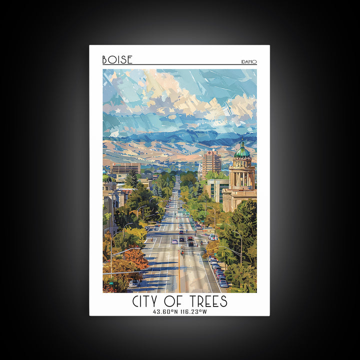 Boise Travel Poster, Canvas Print, Retro Wall Art, Travel Print, Gallery Wall Set, Art Print, Fine Art Print, Wall Art, Travel Decor