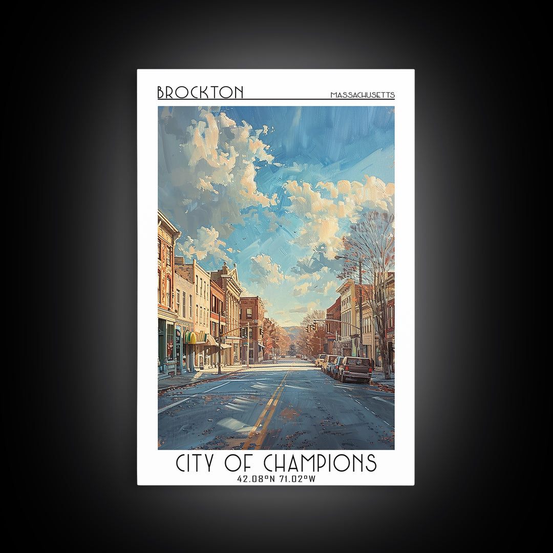 Brockton Travel Poster, Canvas Print, Poster Print, Travel Wall Art, Wanderlust Gift, Wall Art, Travel Posters, Mid Century Wall Art