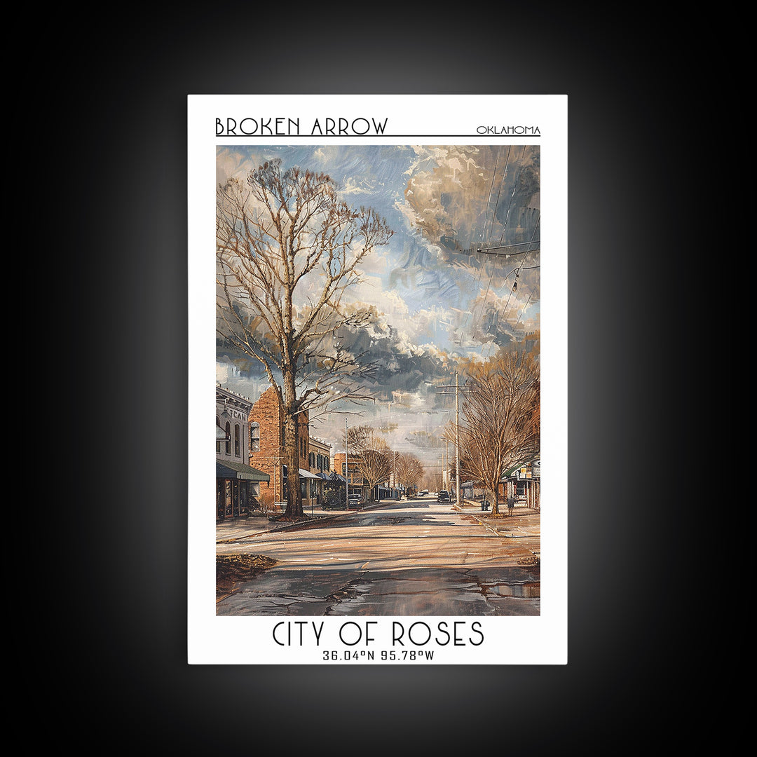 Broken Arrow Travel Poster, Framed Canvas Print, Travel Prints, Landscape Art, Modern Wall Decor, Travel Posters, City Travel Poster