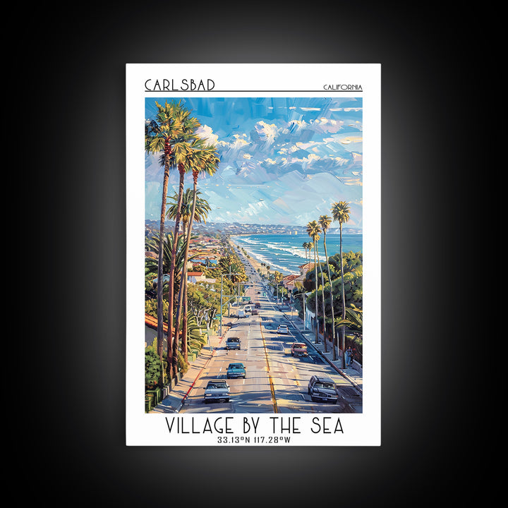 Carlsbad Travel Poster, Framed Canvas Print, Poster Print, Travel Wall Art, Mid Century Wall Art, Travel Print, Living Room Wall Art