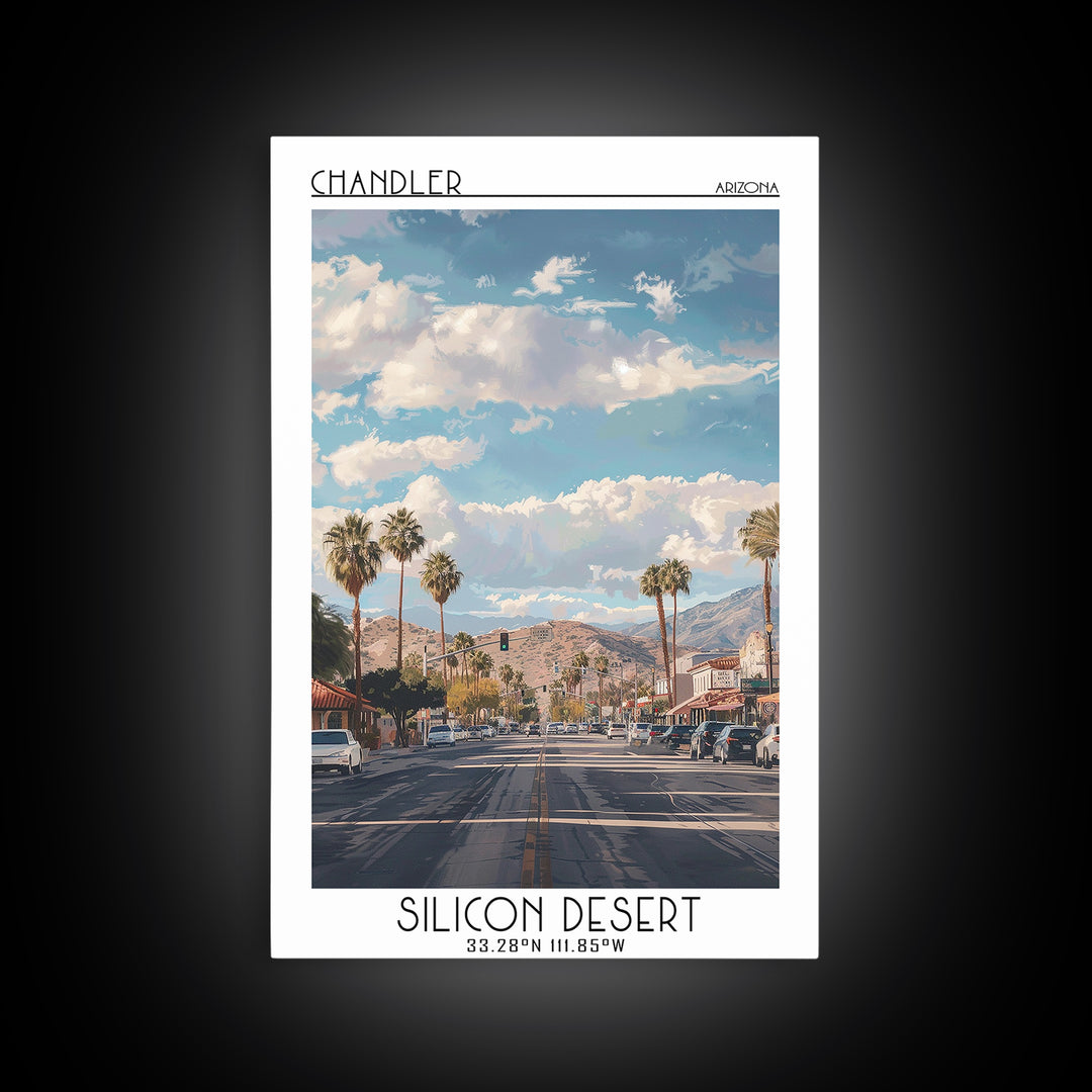 Chandler Travel Poster, Canvas Print, Travel Wall Art, City Wall Art, Vintage Travel, Mid Century Wall Art, Landscape Art, Art Print