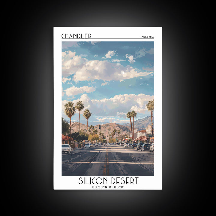 Chandler Travel Poster, Canvas Print, Travel Wall Art, City Wall Art, Vintage Travel, Mid Century Wall Art, Landscape Art, Art Print