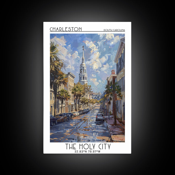 Charleston Travel Poster, Canvas Print, Travel Wall Art, City Wall Art, Living Room Wall Art, Gallery Wall Set, Vintage Travel Print