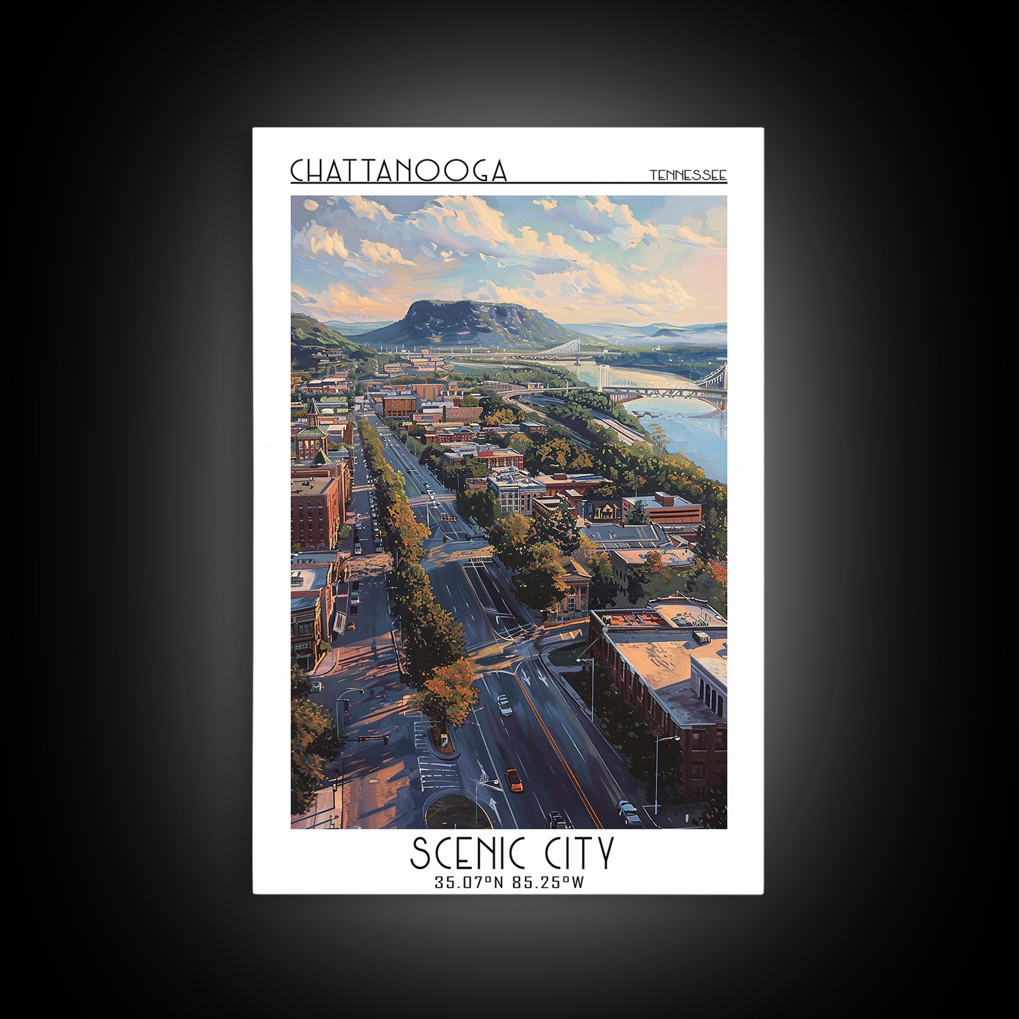Chattanooga Travel Poster, Canvas Print, Poster Print, Travel Wall Art, Wall Art, Retro Wall Art, Wanderlust Gift, Minimalist Poster