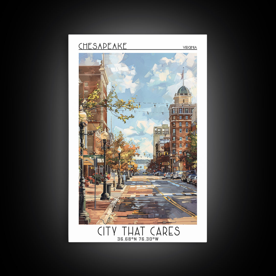 Chesapeake Travel Poster, Framed Canvas Print, Travel Art Print, Modern Wall Decor, Travel Posters, Home Office Decor, City Wall Art