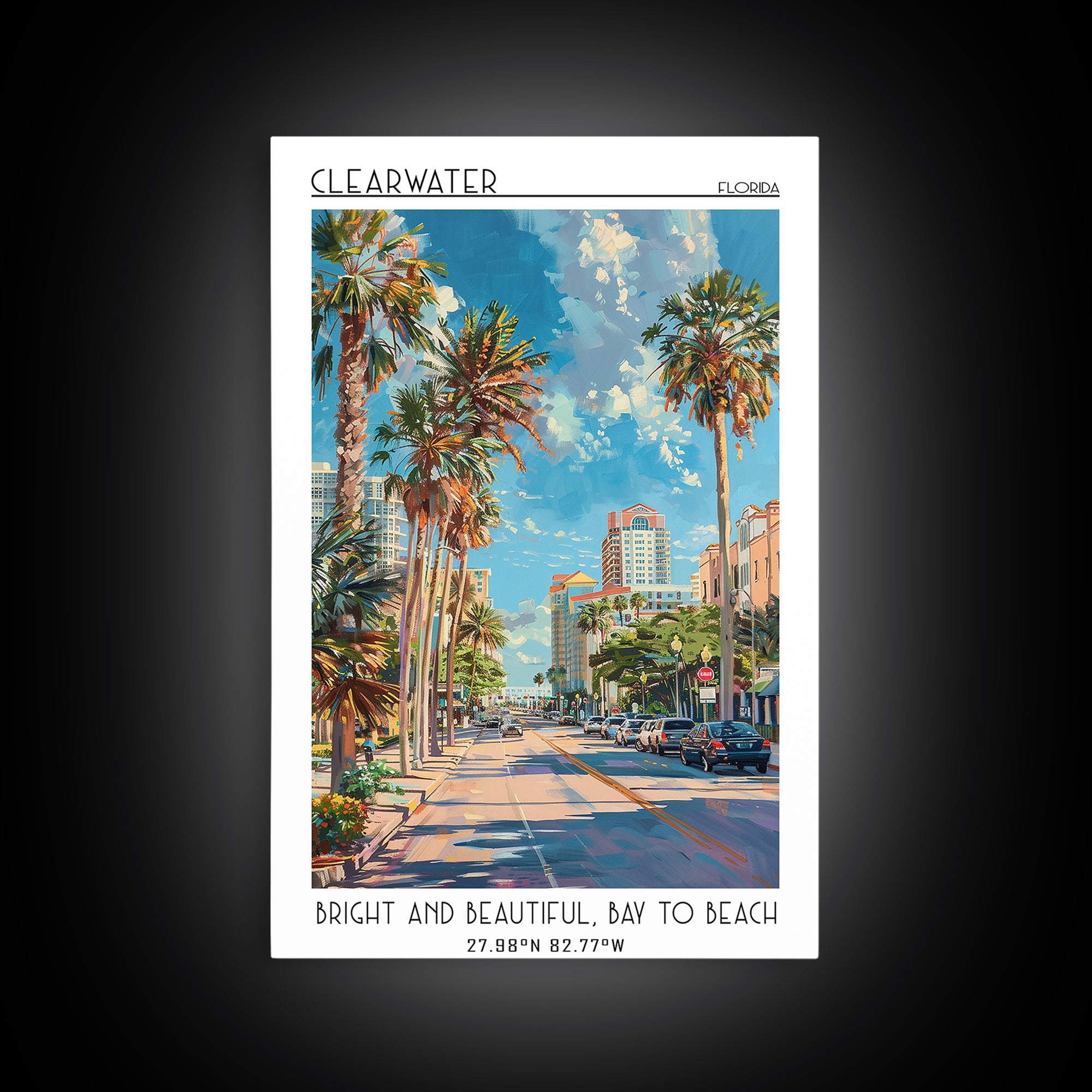 Clearwater Travel Poster, Framed Canvas Print, Poster Print, Travel Wall Art, Colorful Wall Art, Gallery Wall Set, Home Office Decor