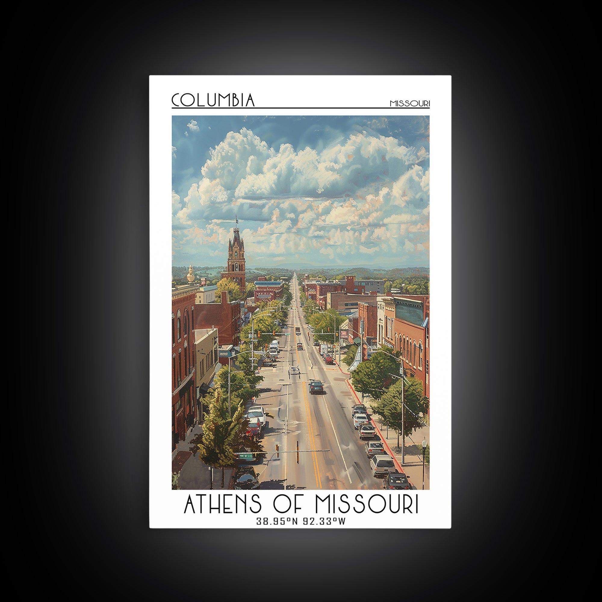 Columbia Travel Poster, Framed Canvas Print, City Art Print, Travel Wall Art, Vintage City Poster, Poster Print, Retro Travel Poster