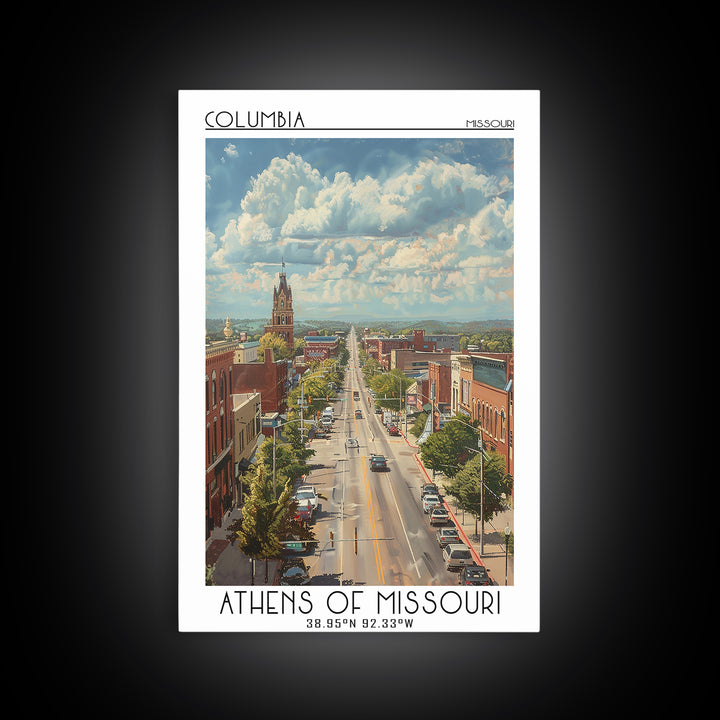 Columbia Travel Poster, Framed Canvas Print, City Art Print, Travel Wall Art, Vintage City Poster, Poster Print, Retro Travel Poster